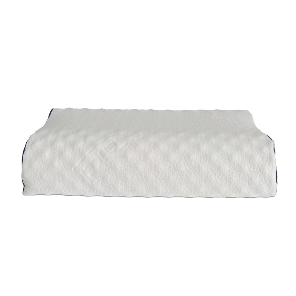 หมอนสุขภาพ ยางพารา ZLEEPO'CLOCK ทรงน้อบบี้ ขนาด60X40X13ซม สีขาว/น้ำเงิน_2